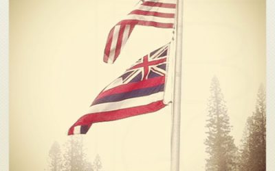 Flags Waving on Winter Day in Hawaii….
