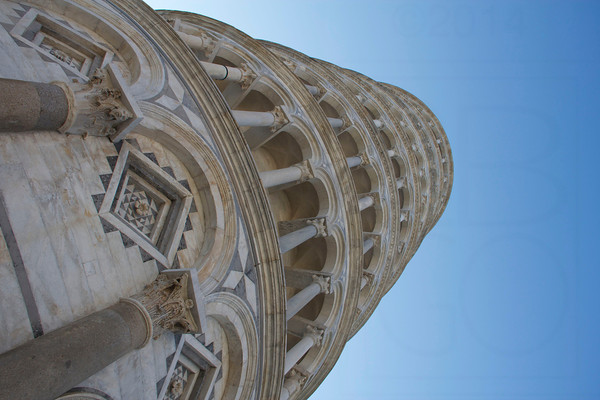 Looking up at the Leaning Tower of Pisa