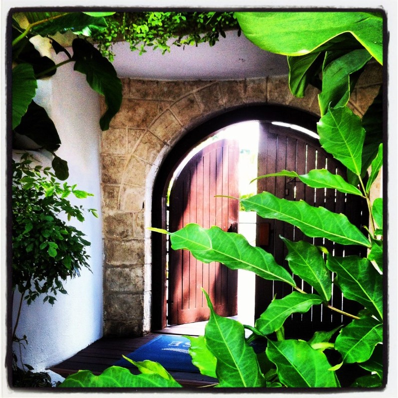 The courtyard door at The House in Barbados.